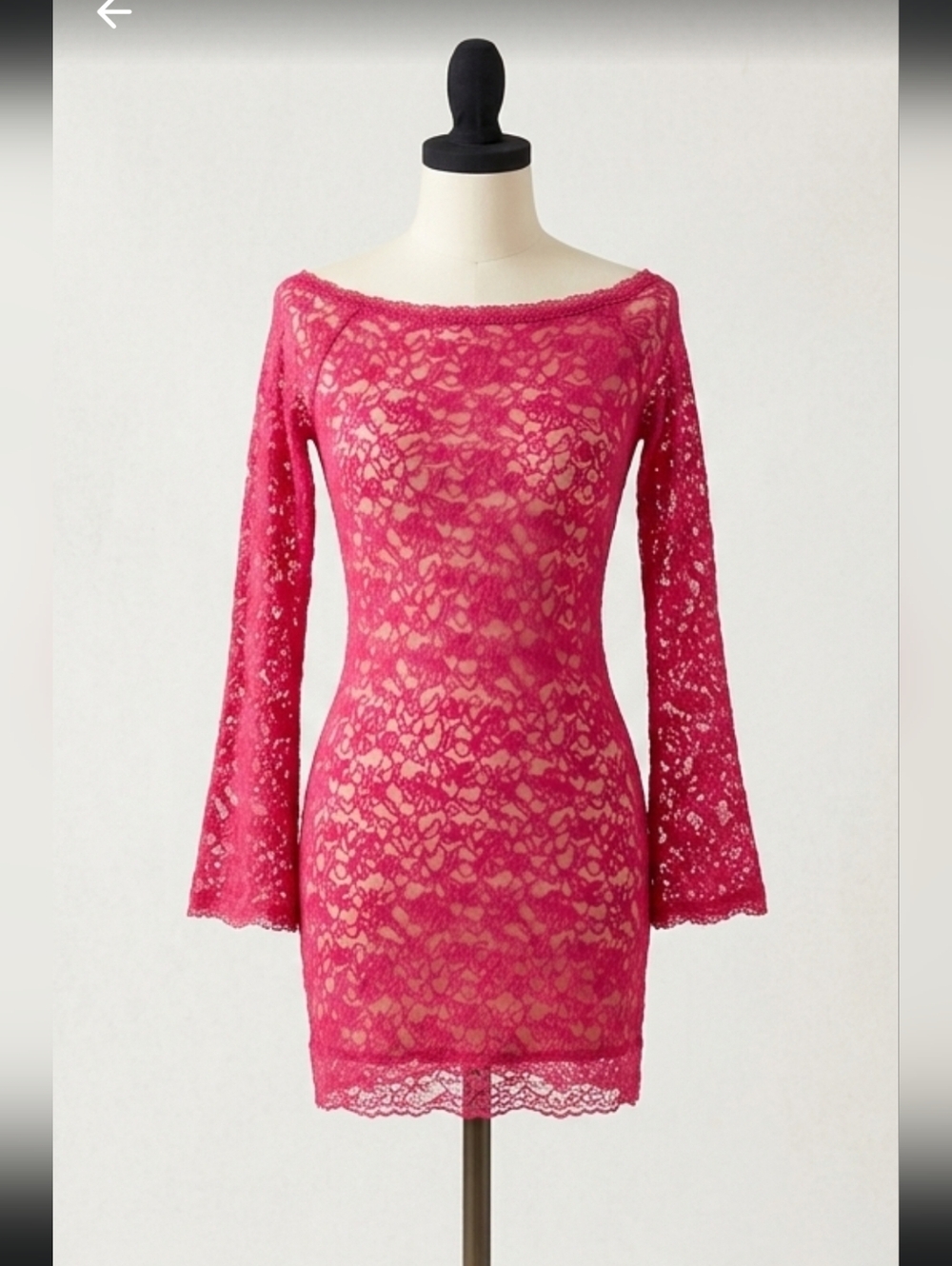 Victoria's Secret  Vintage Y2k Lace Sheer Long Sleeve   Mini Dress